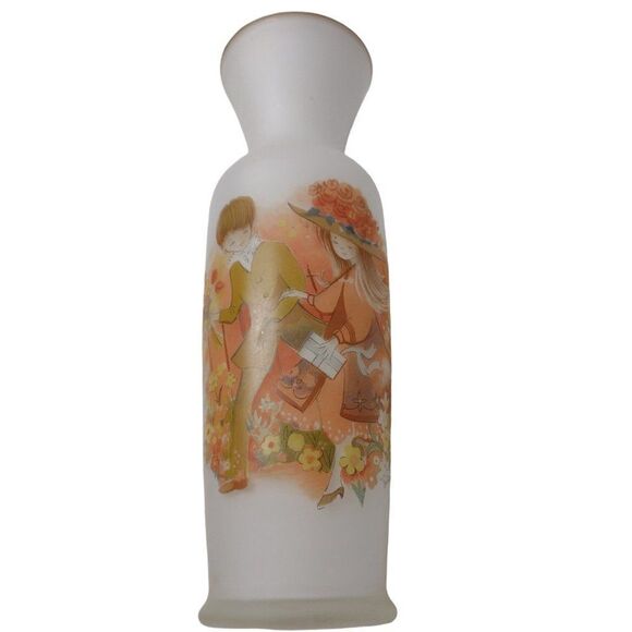Vintage NAPCOWARE Frosted Glass Vases Signed Foster Grannycore Cottagecore Set 2 - Picture 7 of 10